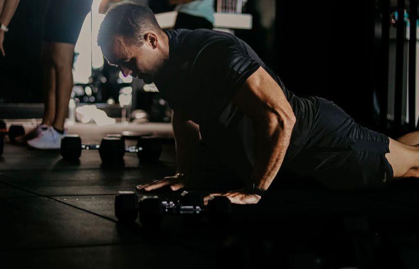 Training session on the gym floor
