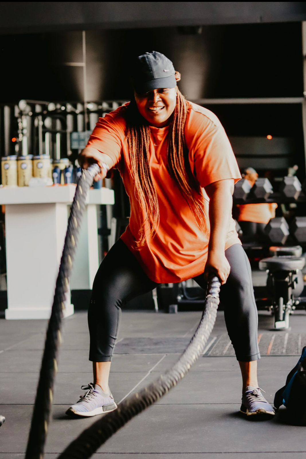 Member working battle ropes